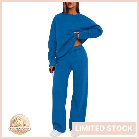 Pants - Oversized Crewneck Sweatsuit Lounge Set Soft Lightweight Comfy Fall Fashion